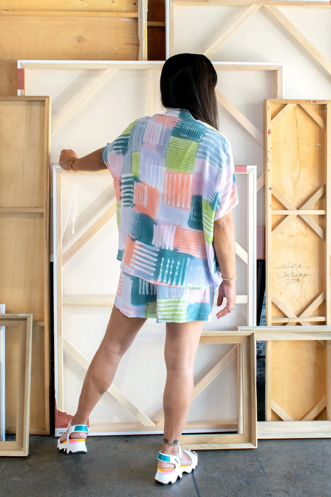 Hand Painted Eddy Silk Shirt Top - Graph