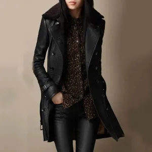 Handcrafted Sophiey Leather Coat: Warm & Luxurious