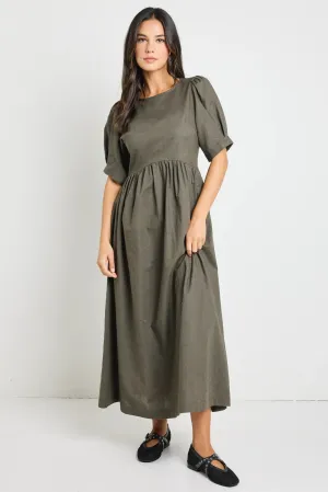 Hemisphere Relaxed Midi Dress Khaki