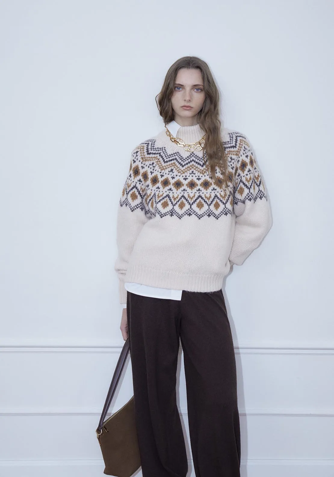 High-neck Alpine sweater - Ecru