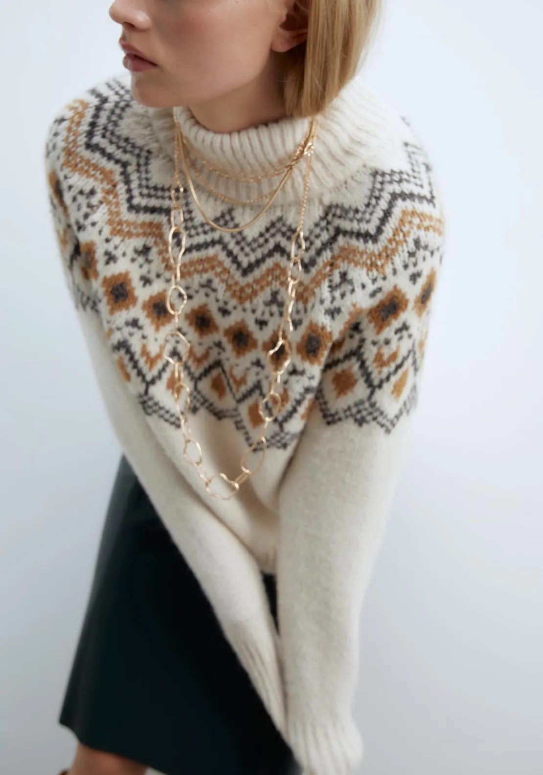 High-neck Alpine sweater - Ecru