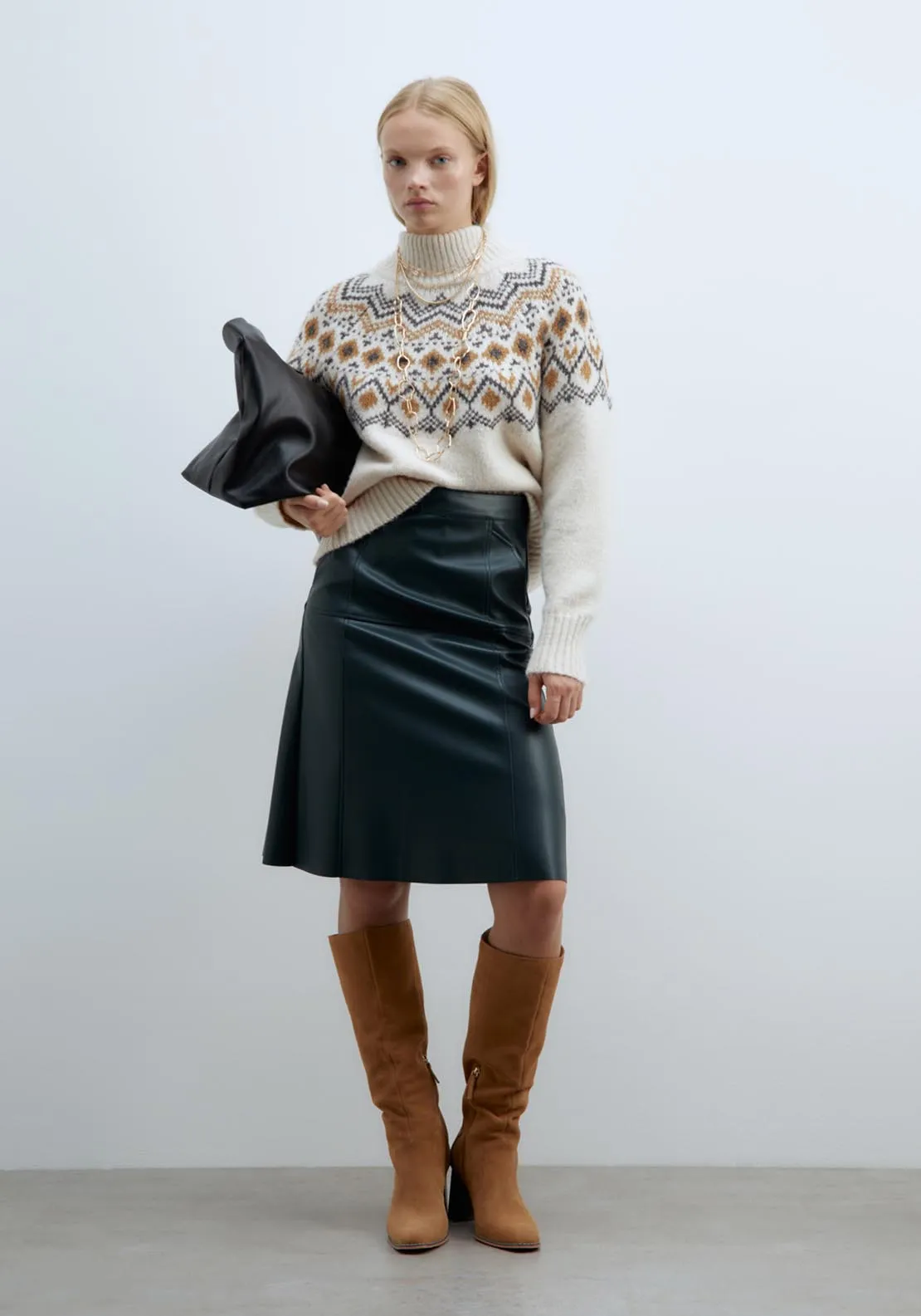 High-neck Alpine sweater - Ecru