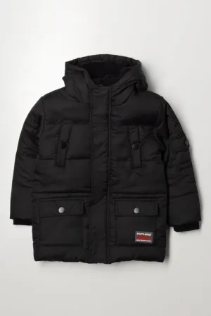 Hooded Puffer Jacket Black