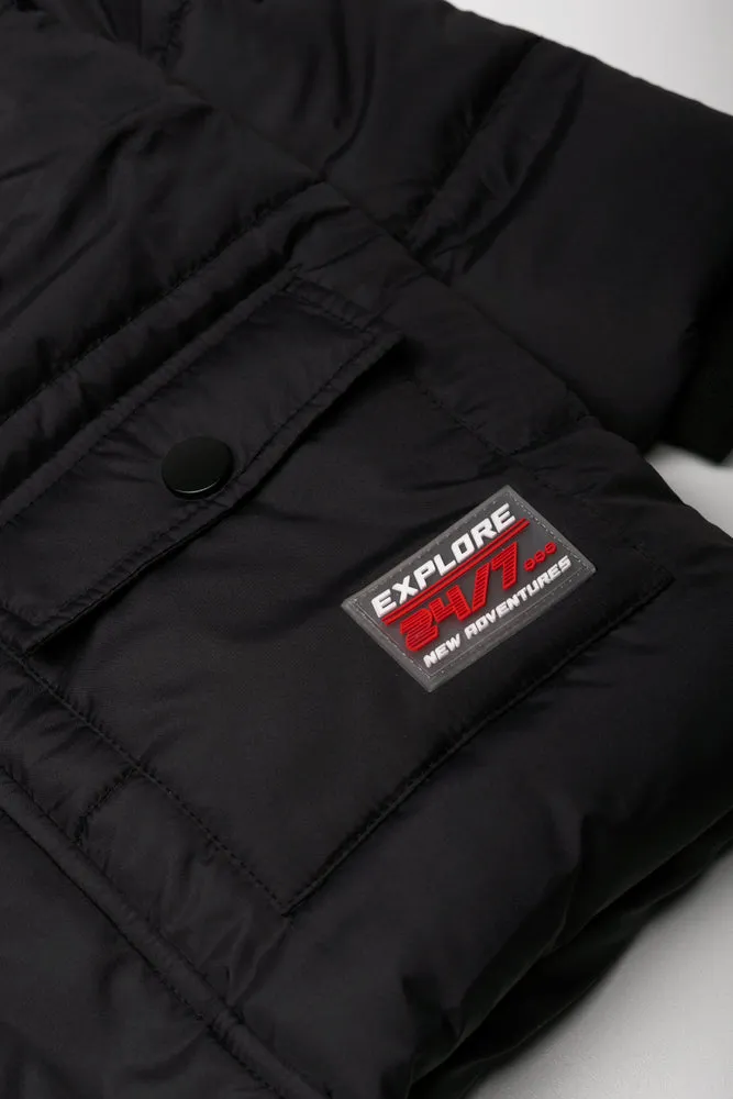 Hooded Puffer Jacket Black