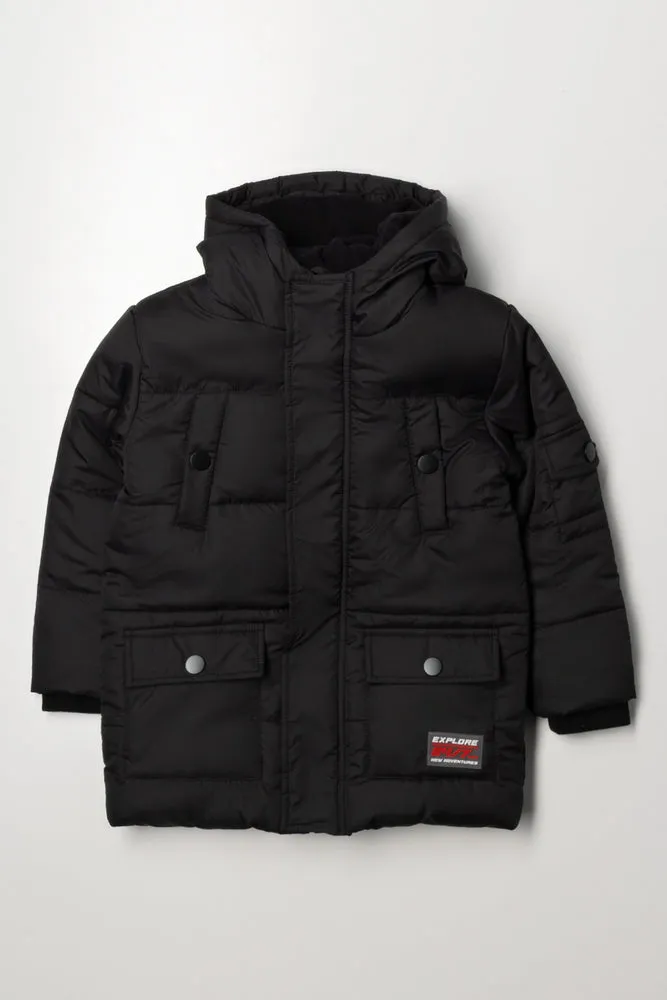Hooded Puffer Jacket Black