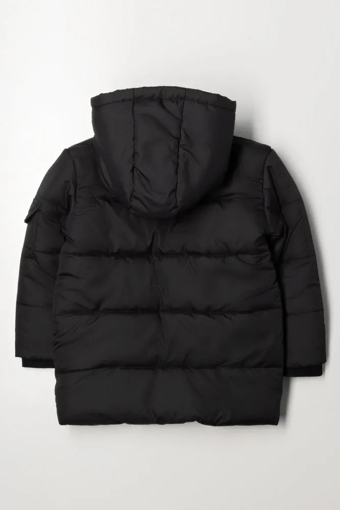 Hooded Puffer Jacket Black