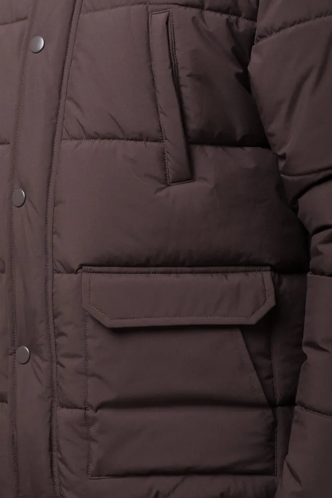 Hooded Puffer Jacket Brown