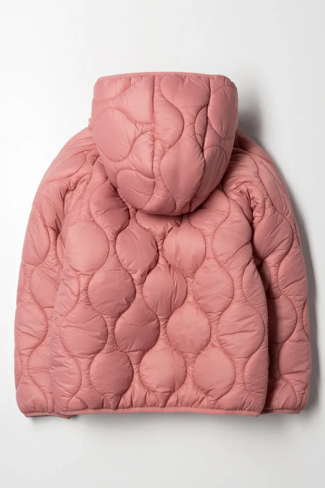 Hooded Puffer Jacket Pink