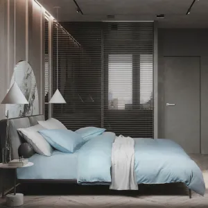 Intero Lumier ENIZ 100% Pure Tencel Solid 1100TC Bed Set – Blue