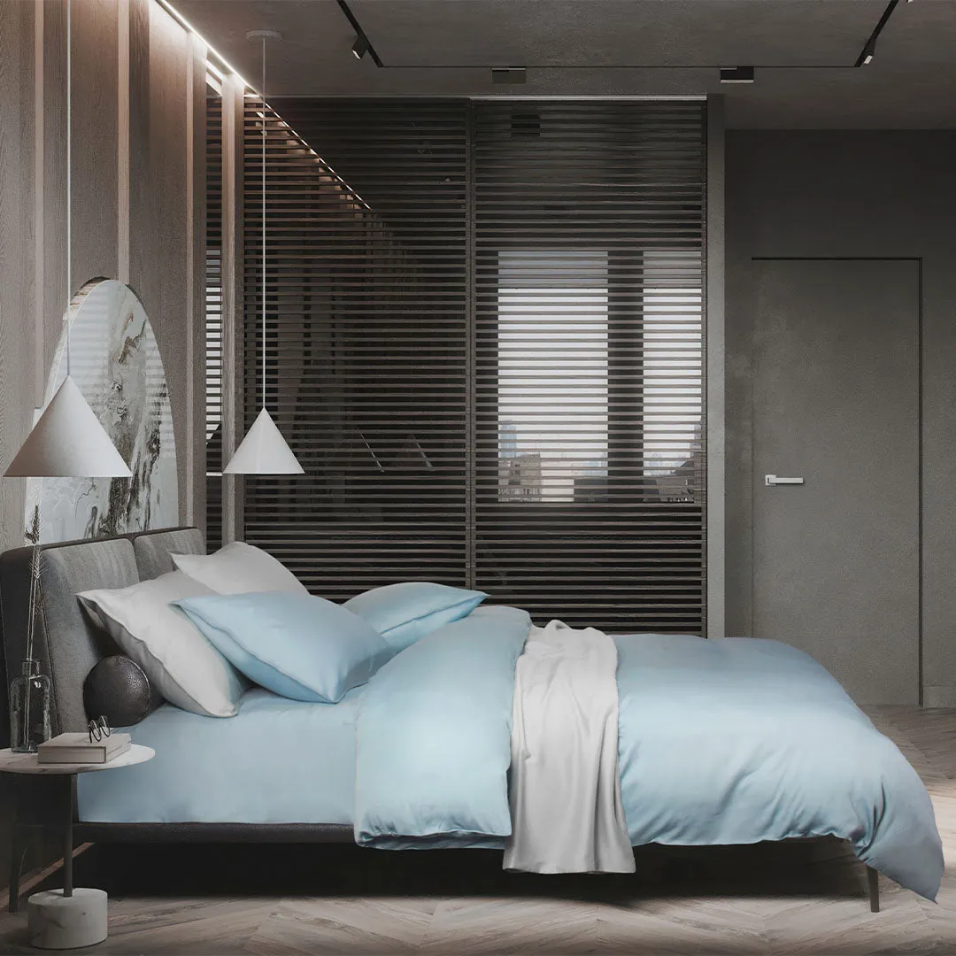 Intero Lumier ENIZ 100% Pure Tencel Solid 1100TC Bed Set – Blue