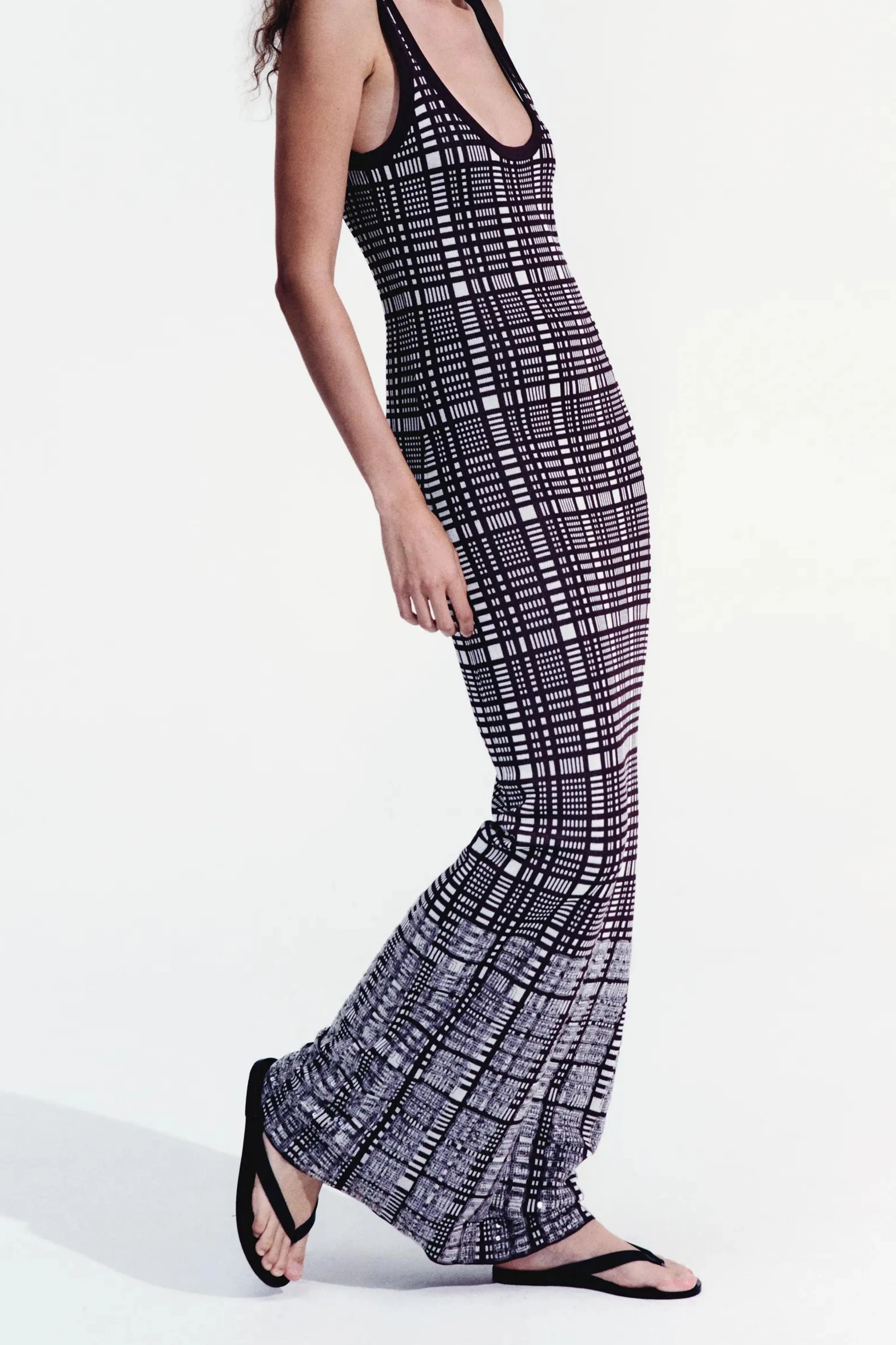 Jaqueline Check Wool Maxi Dress