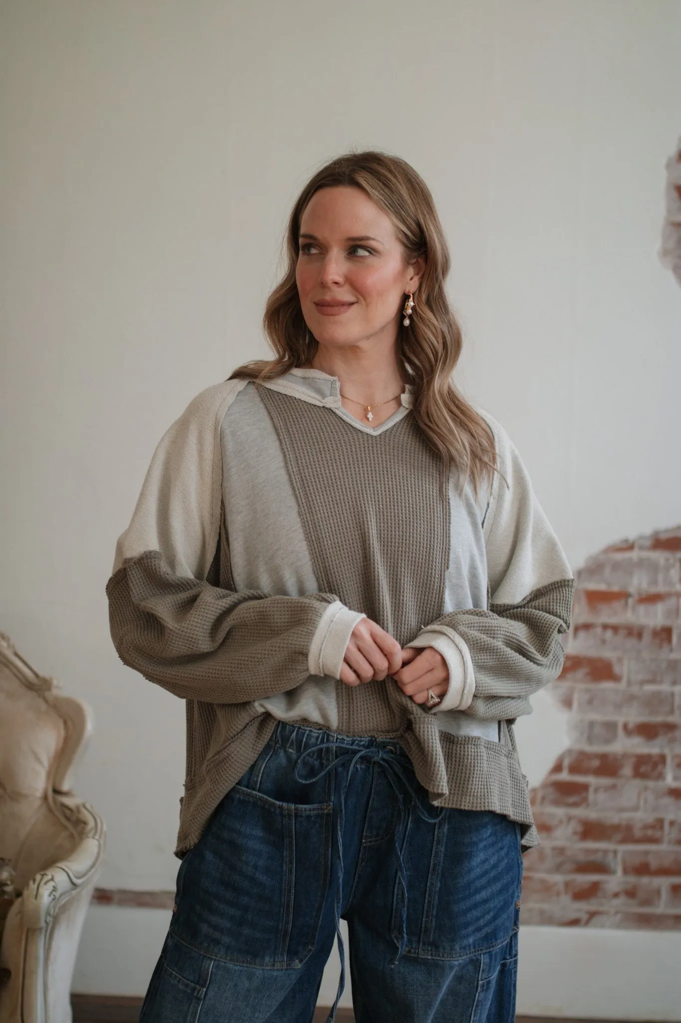 Kalynn Terry Waffle Knit Pullover