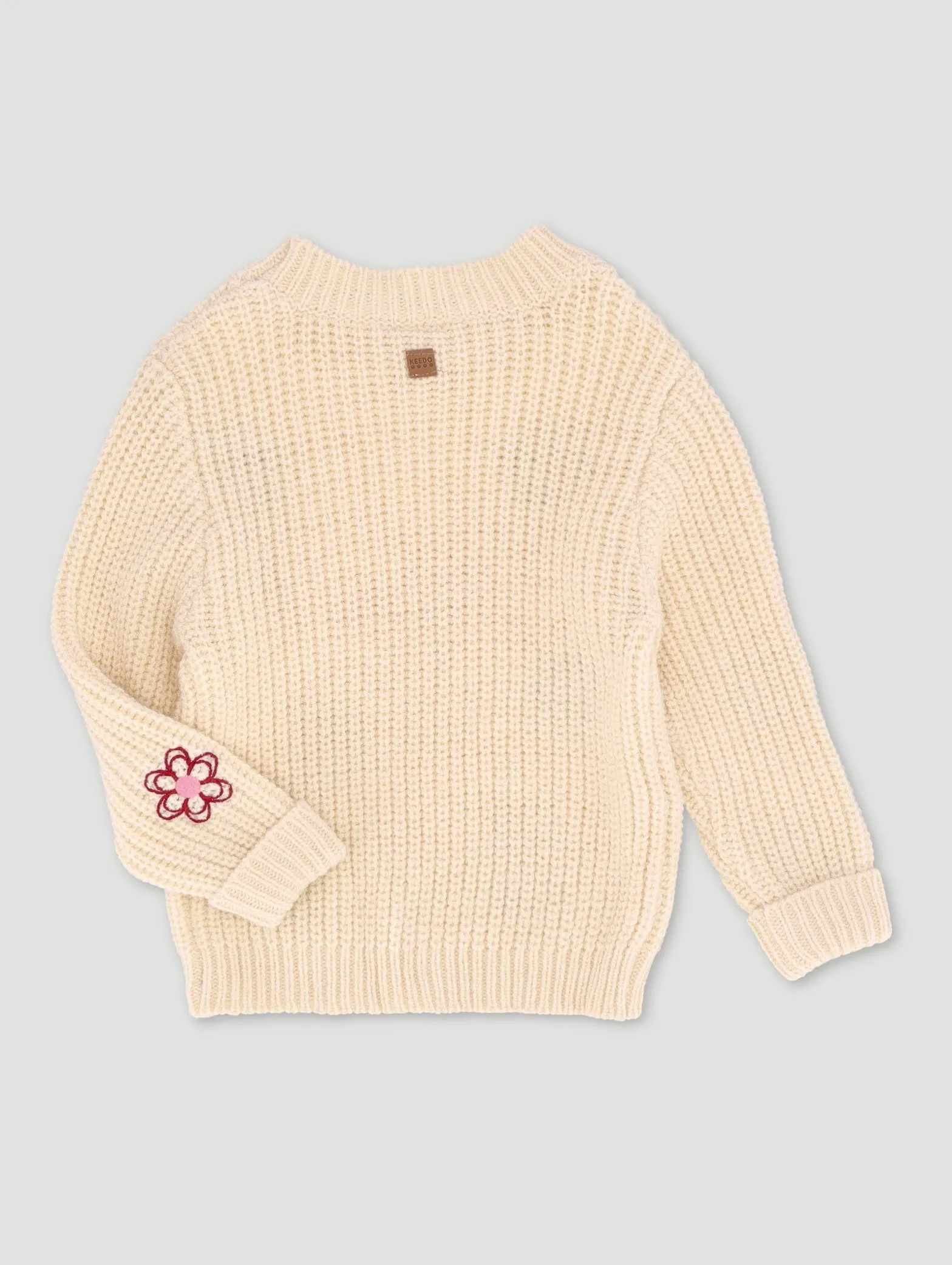 Keedo Girls Flower Embroidered Chunky Knitwear
