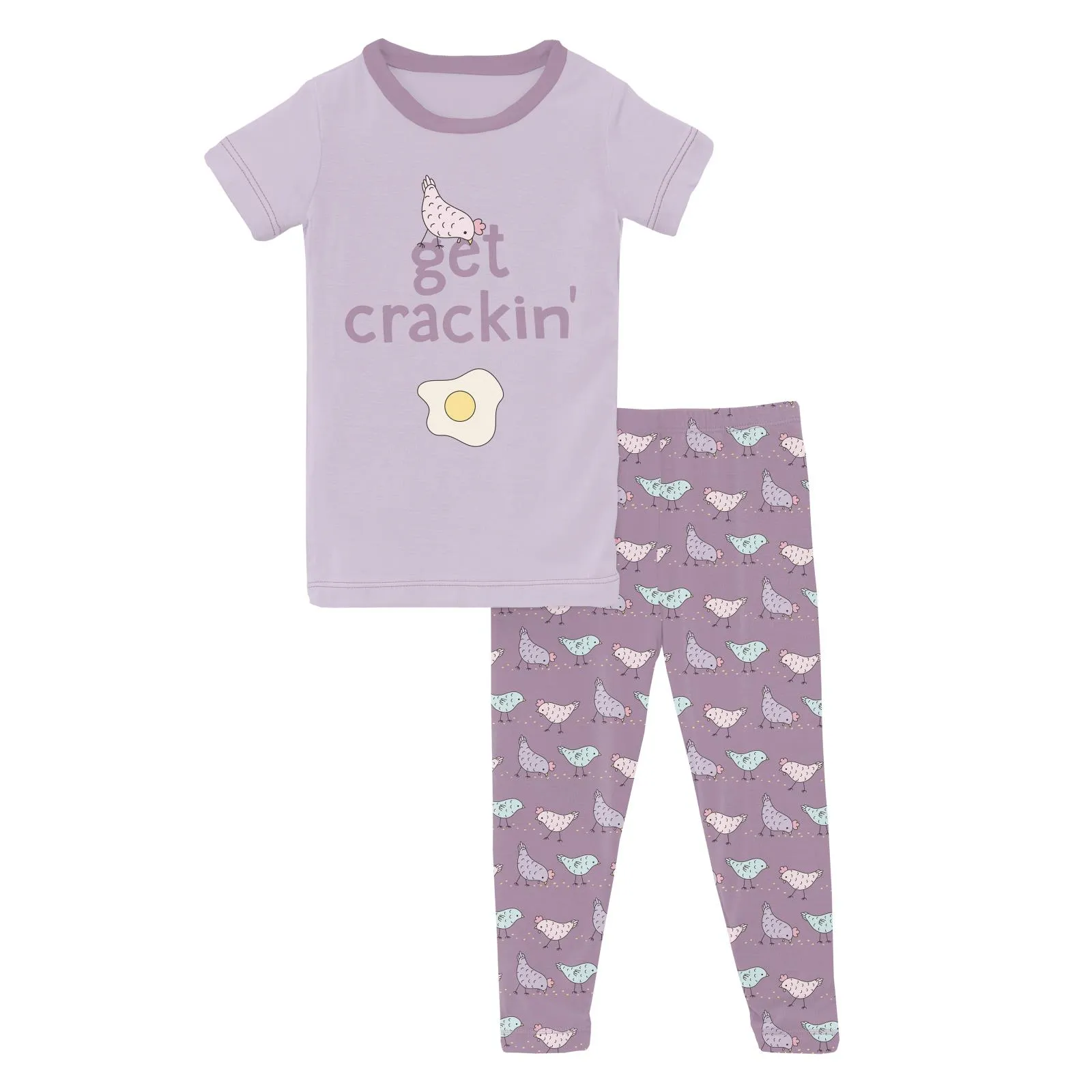 Kickee Pants Short Sleeve Pajama Set Graphic Tee - Lavender Chickens