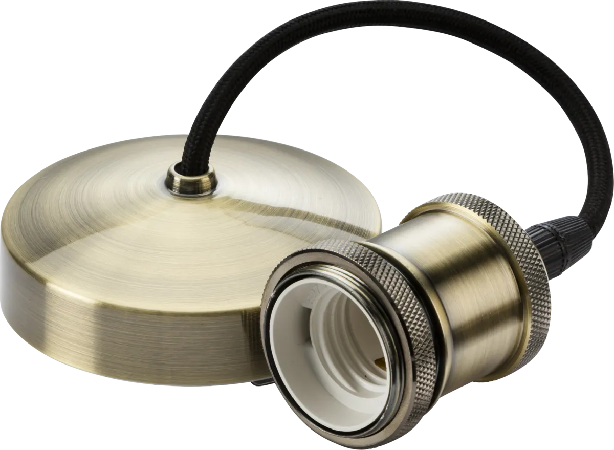 Knightsbridge 8271AB 6" E27 Vintage Pendant Set - Antique Brass