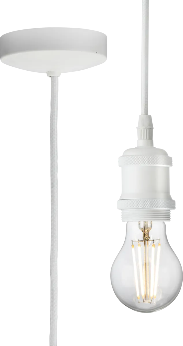 Knightsbridge 8271LMW 1.8m E27 Vintage Pendant Set - Matt White