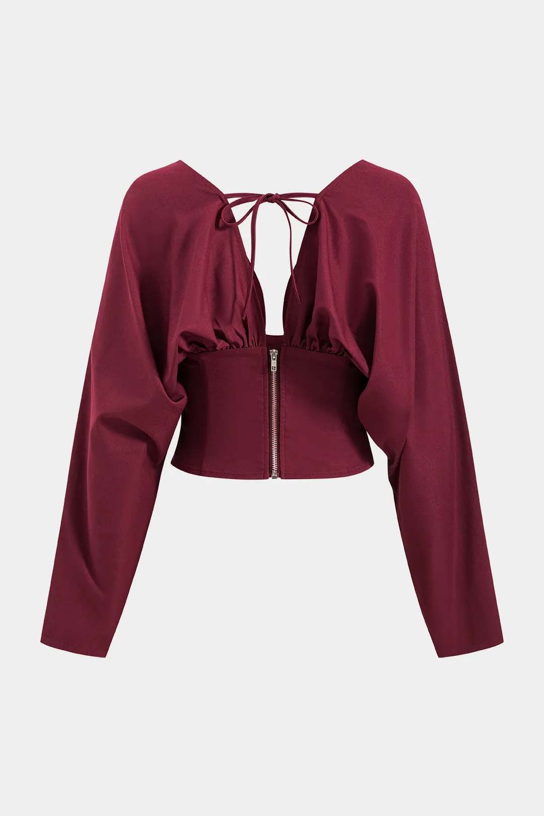 Kyra - Stylish Backless Ruched Woman's Long Sleeve Shirt