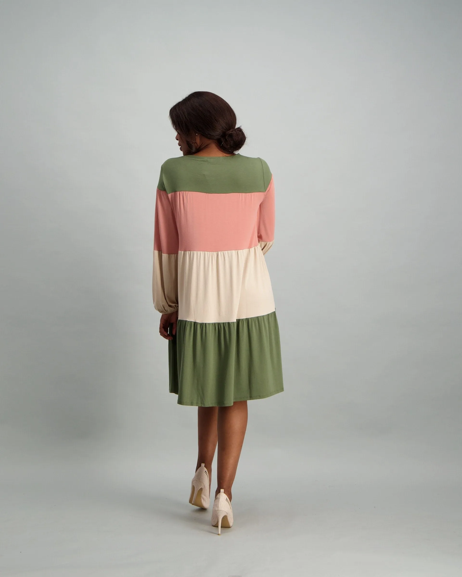 Ladies Colorblock Knit Dress - Pink