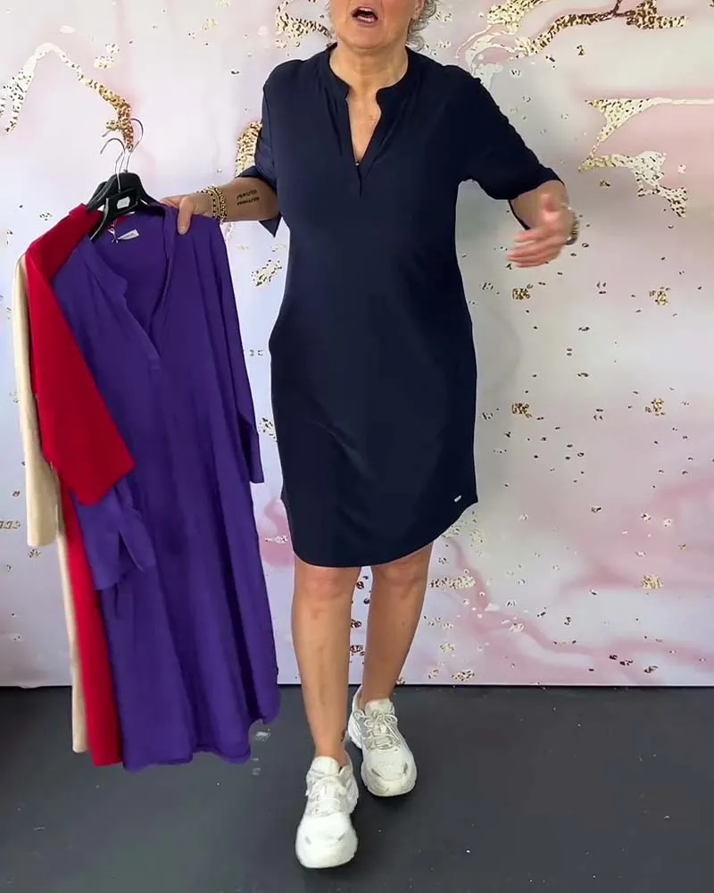 Leila® | Simple V-Neck Dress