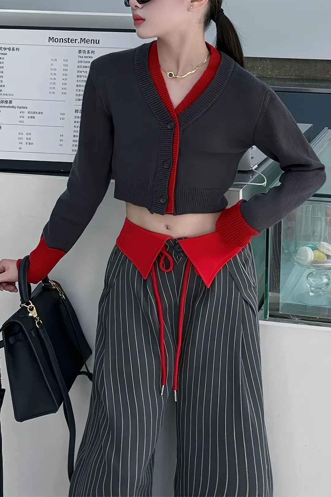 Libby - Chic Patchwork Pattern Woman's Long Sleeve Shirt