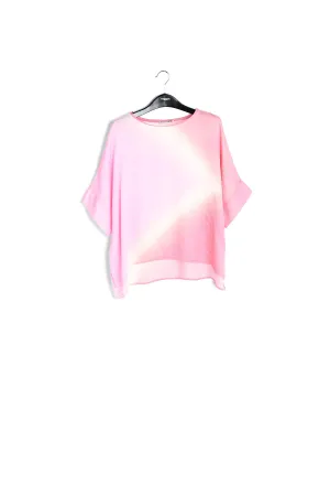 Light pink boxy tie-dye print top