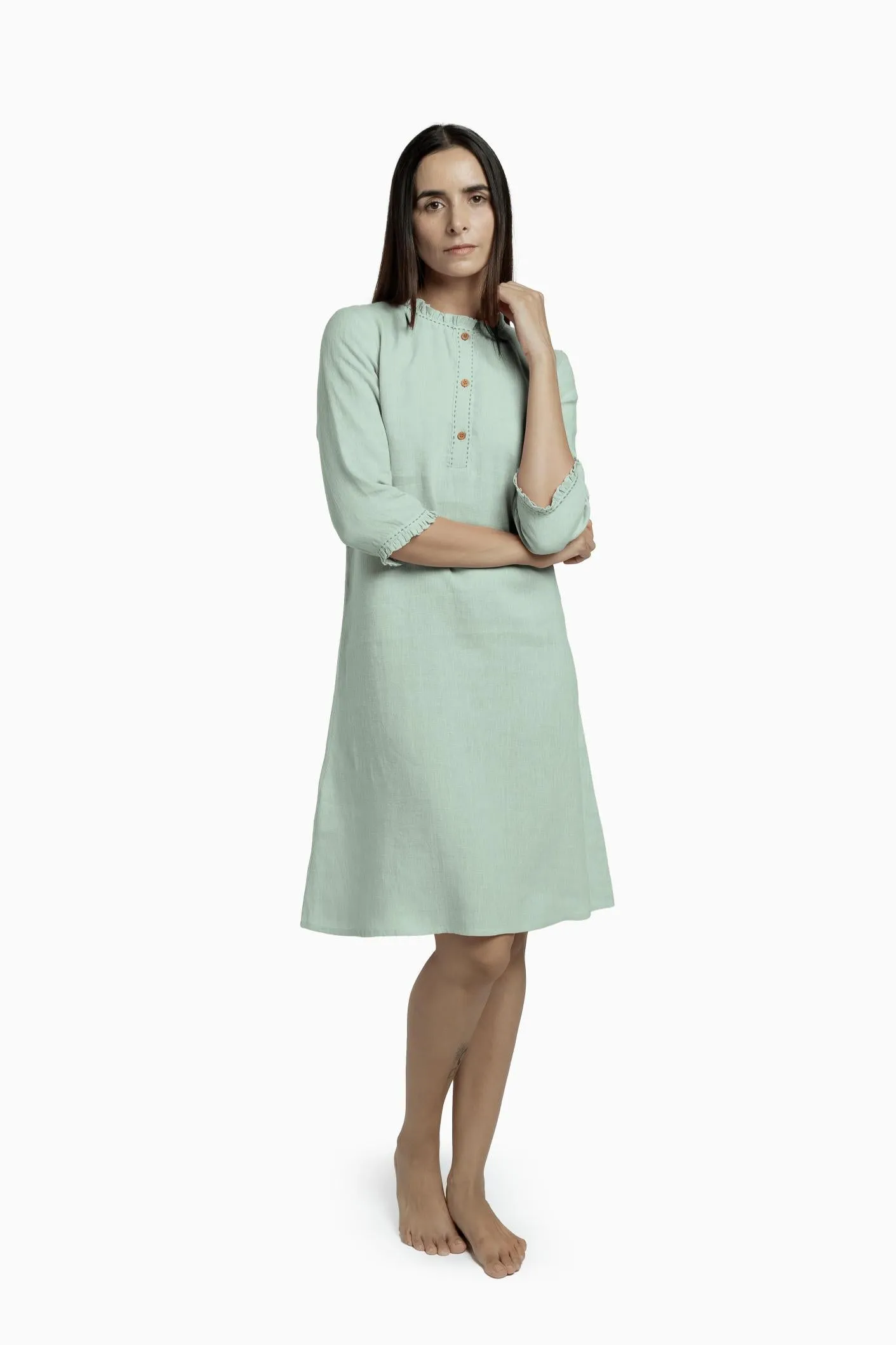 Linen Amber A-Line Dress-Muted Mocha