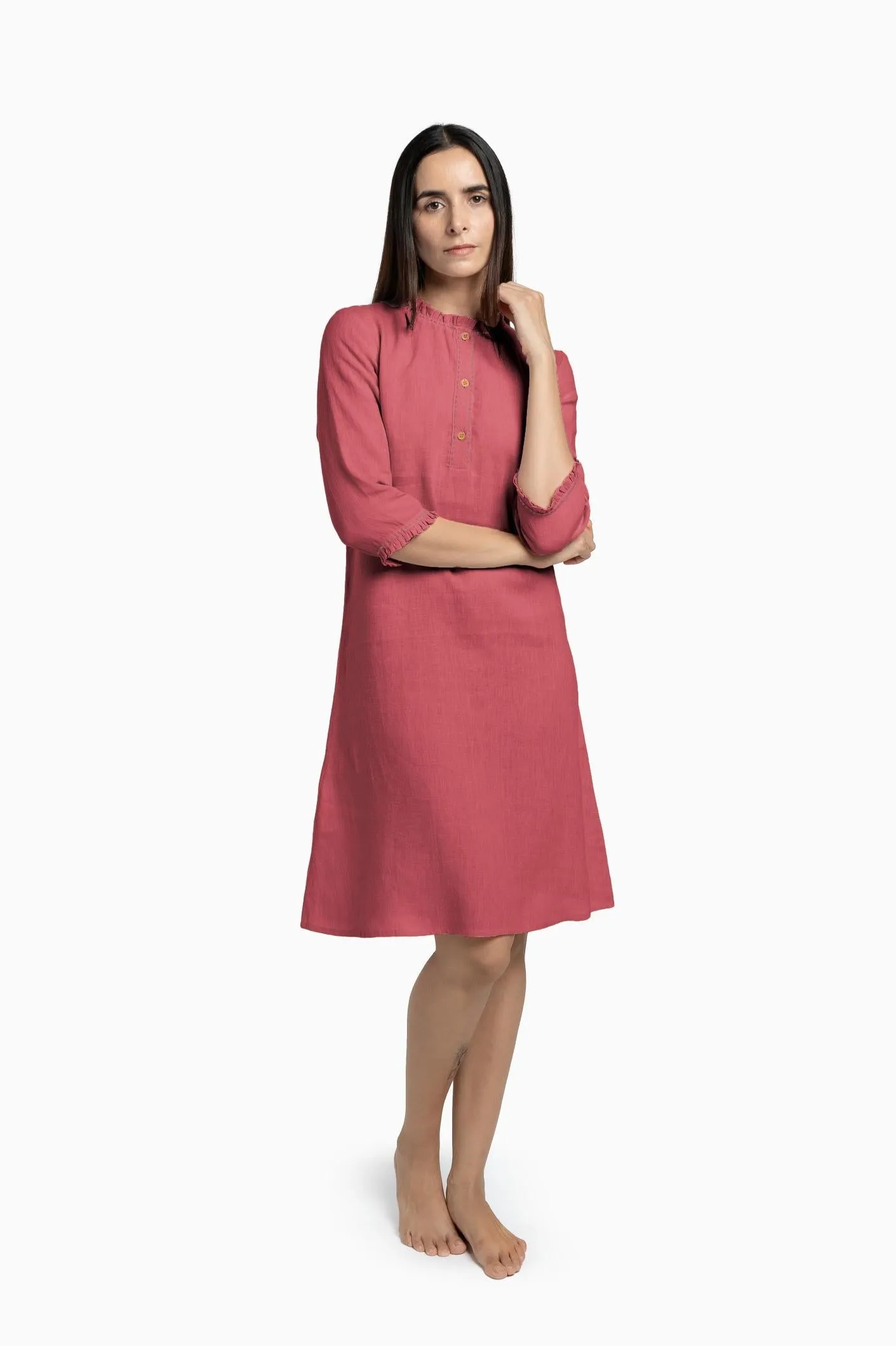 Linen Amber A-Line Dress-Muted Mocha