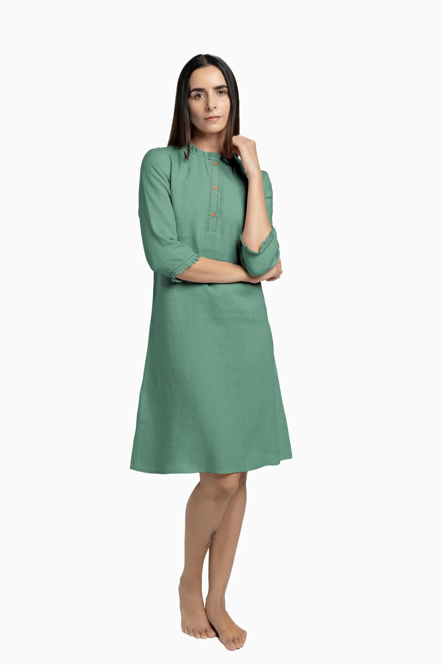 Linen Amber A-Line Dress-Muted Mocha