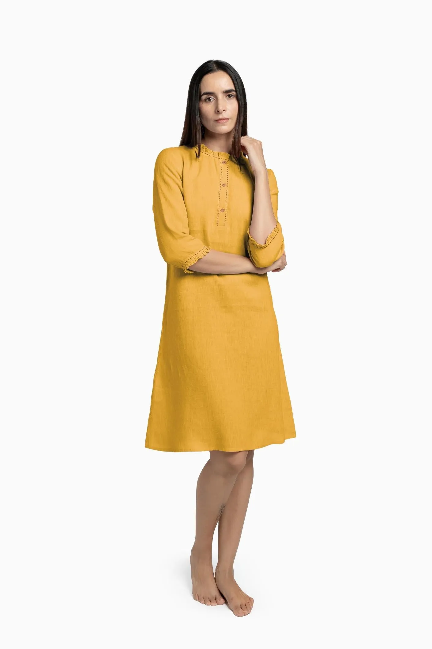 Linen Amber A-Line Dress-Muted Mocha