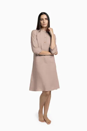 Linen Amber A-Line Dress-Muted Mocha