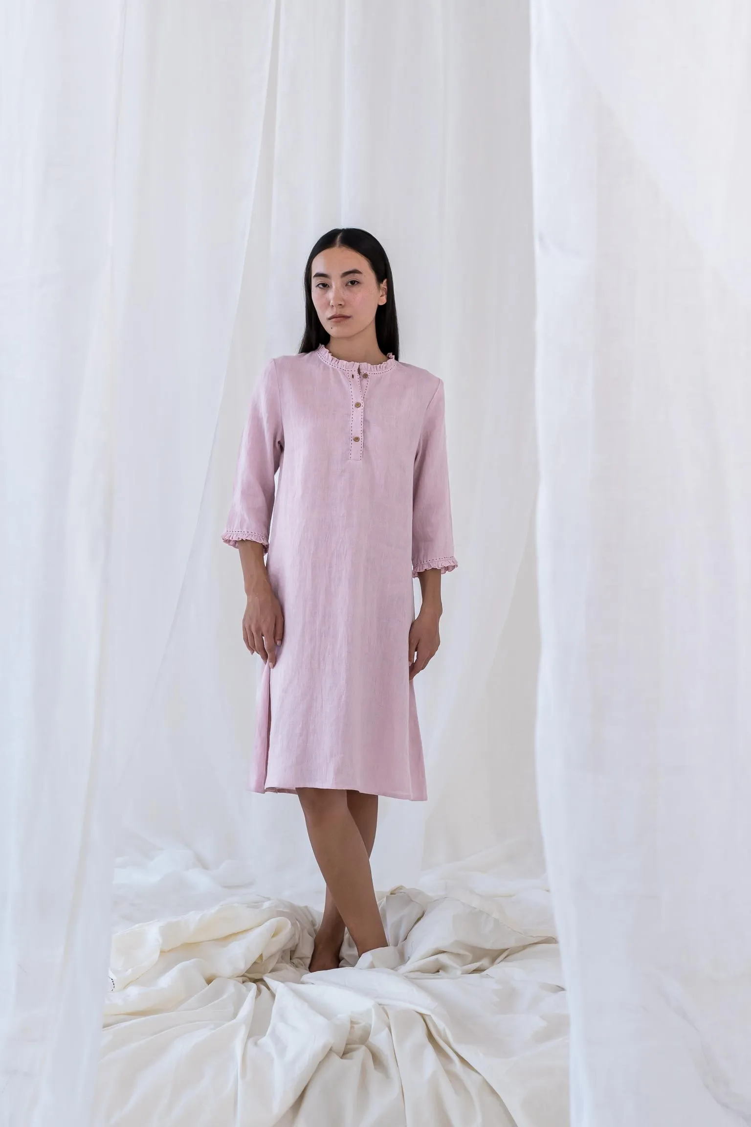 Linen Amber A-Line Dress-Muted Mocha