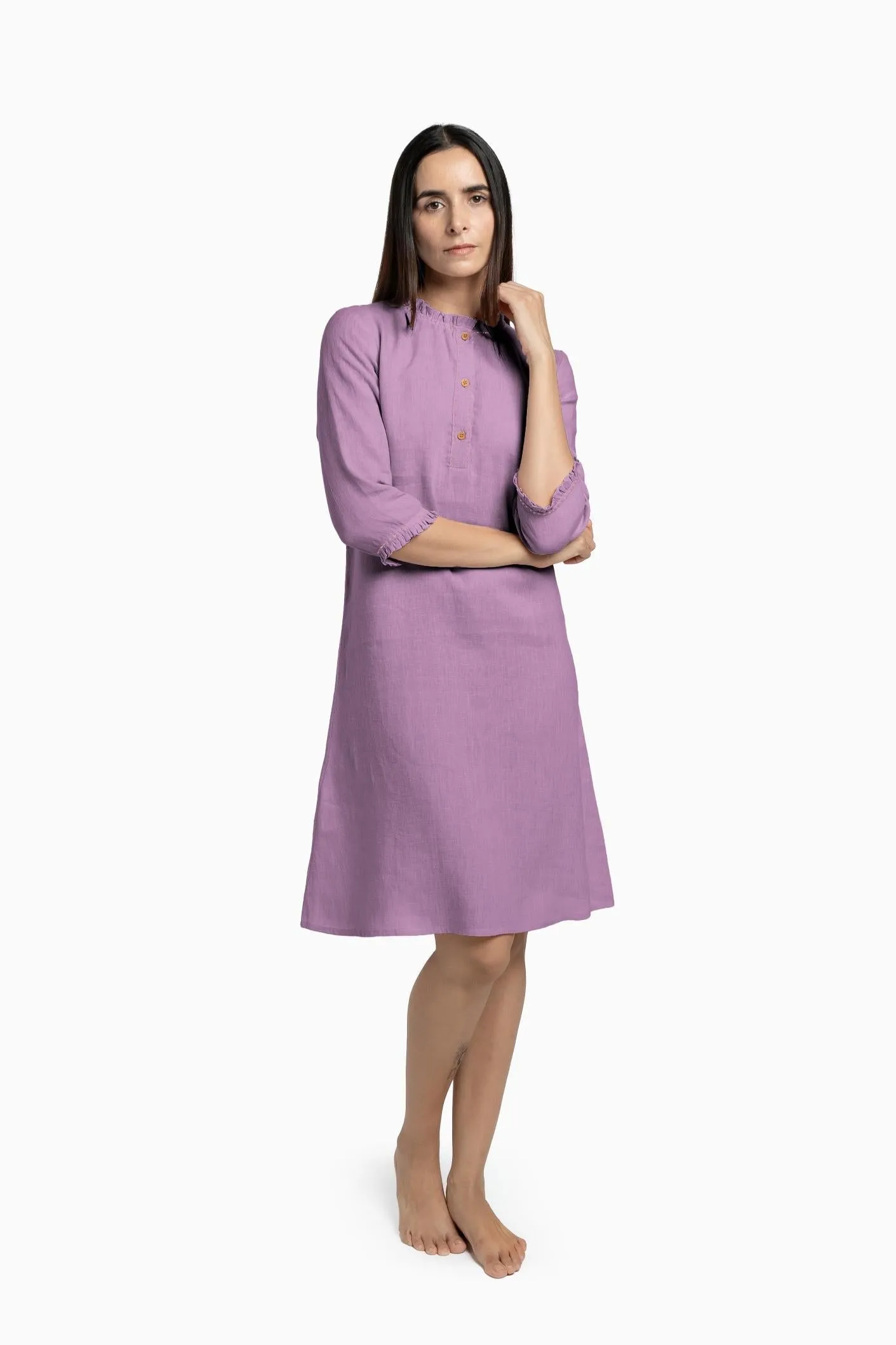 Linen Amber A-Line Dress-Muted Mocha