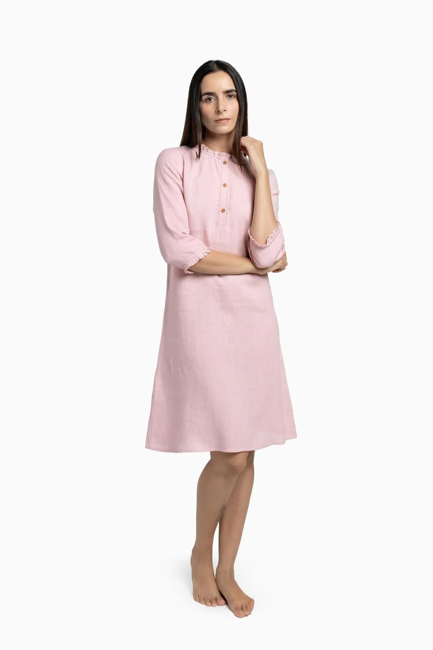 Linen Amber A-Line Dress-Muted Mocha