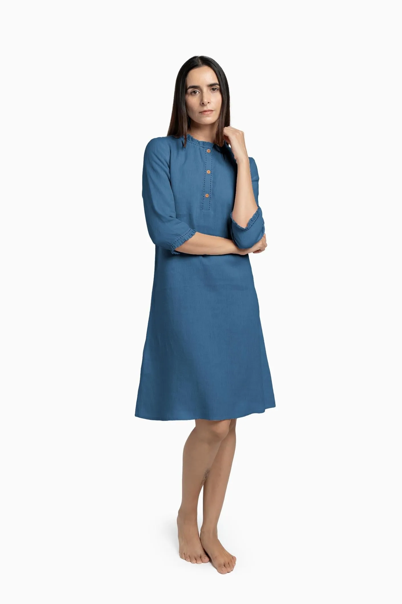 Linen Amber A-Line Dress-Muted Mocha