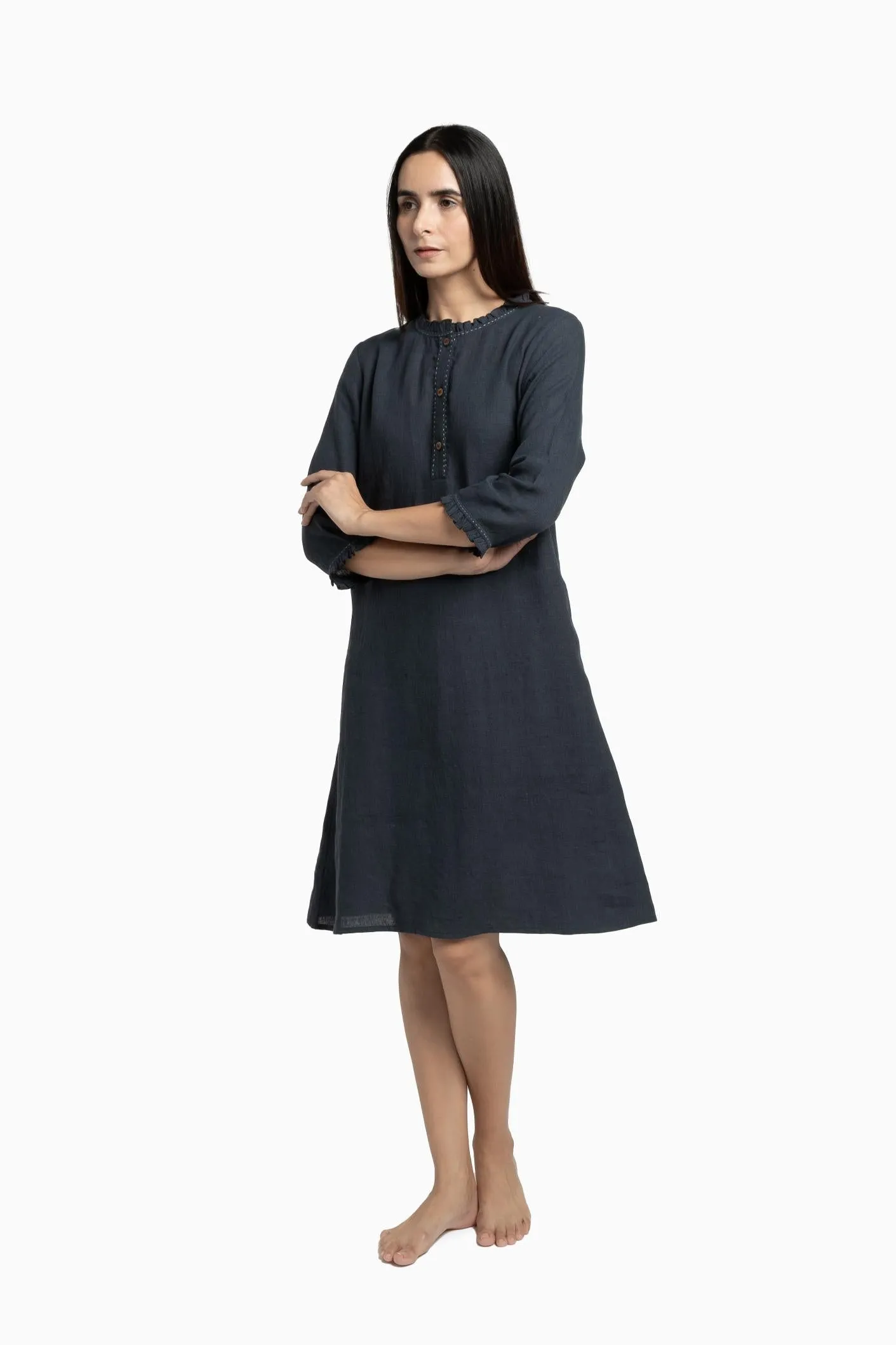 Linen Amber A-Line Dress-Muted Mocha