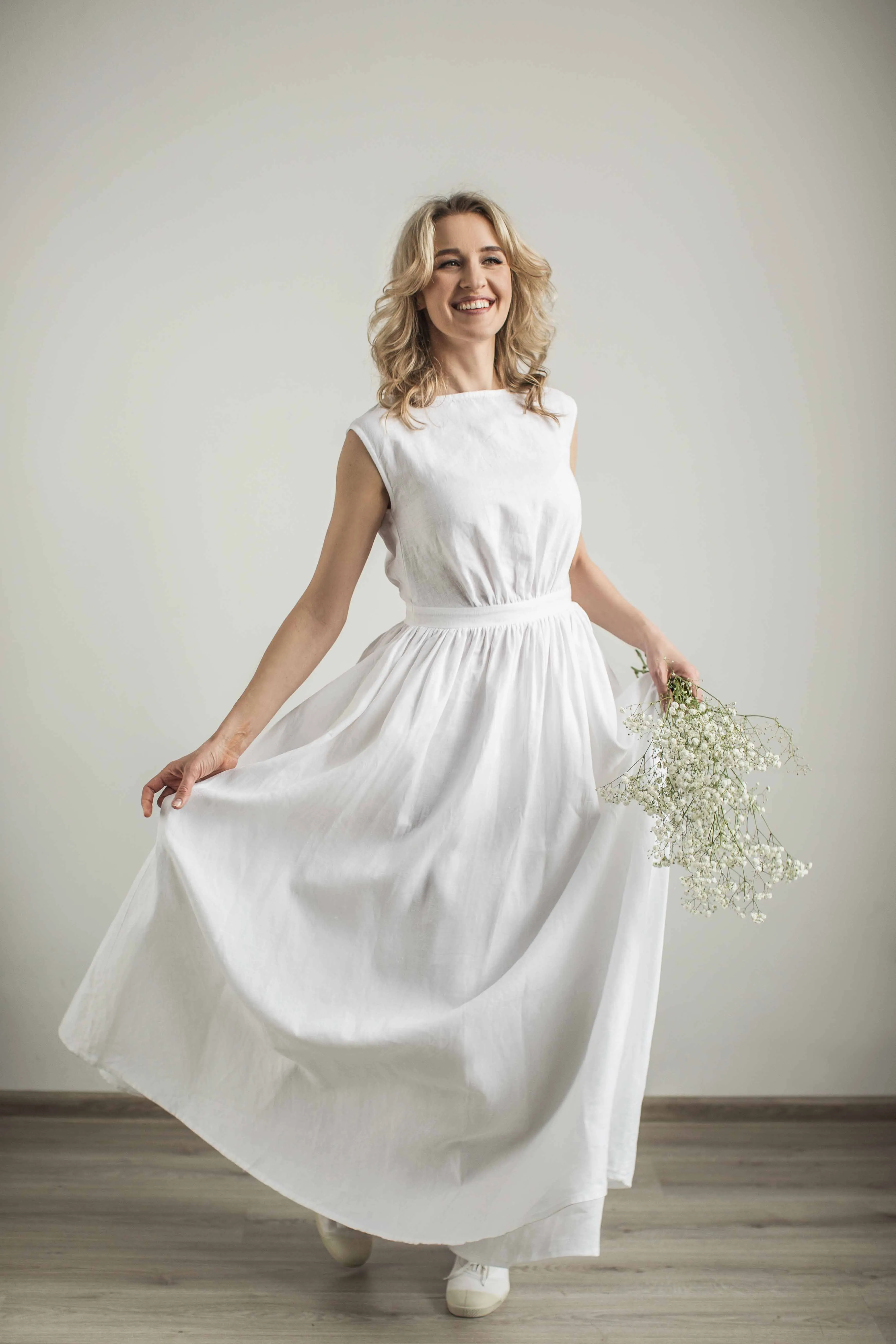 Linen Grecian Wedding Dress