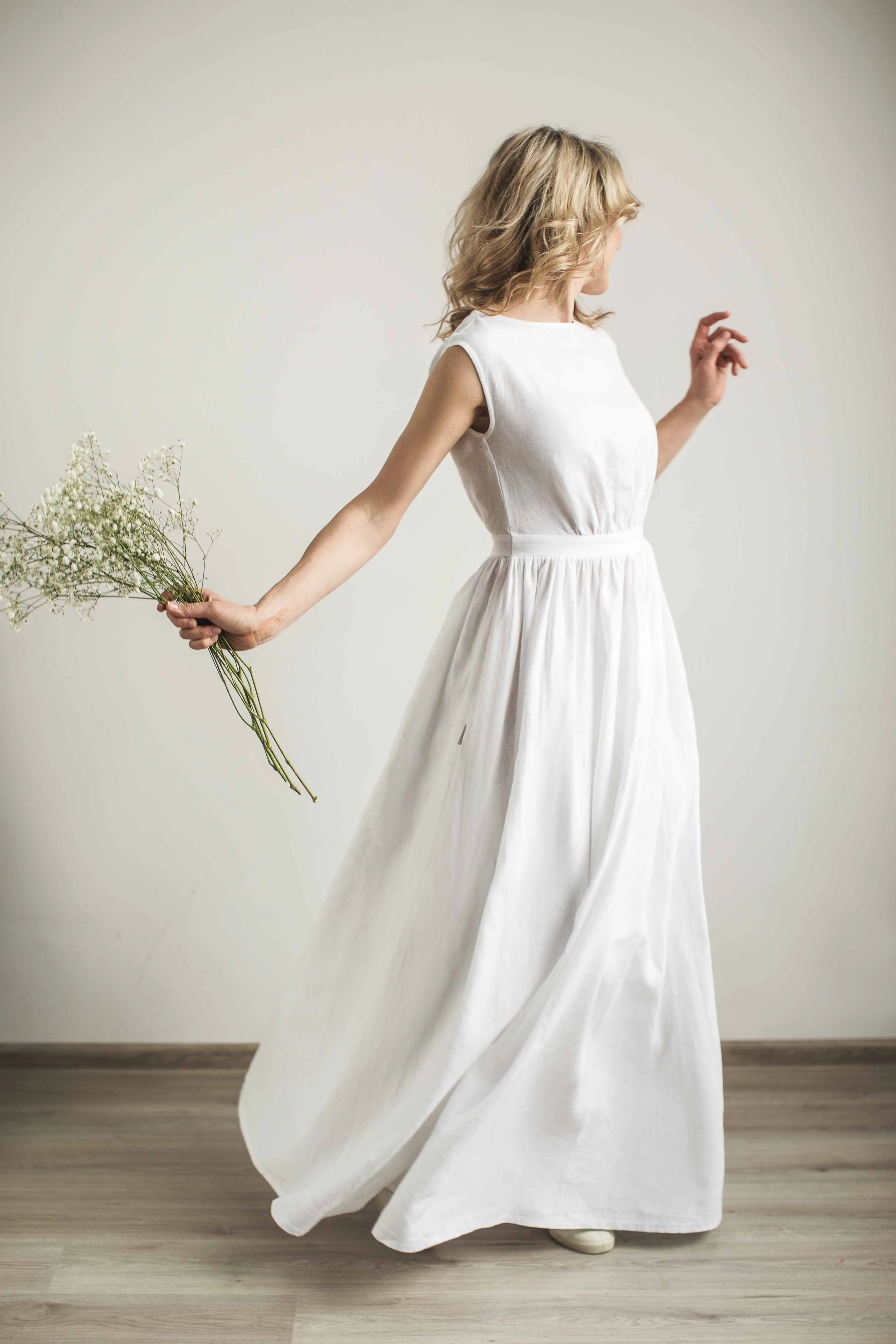 Linen Grecian Wedding Dress