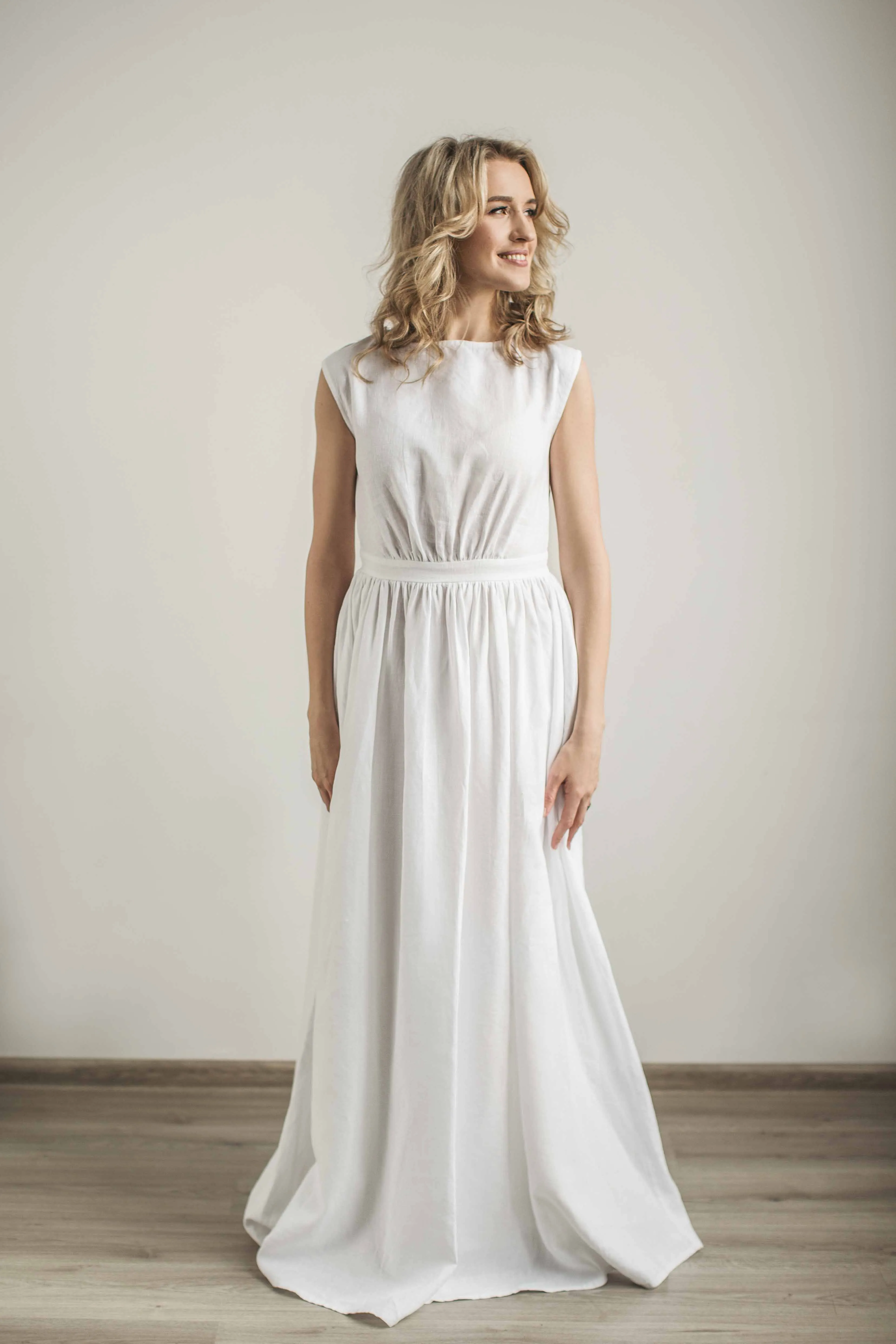 Linen Grecian Wedding Dress
