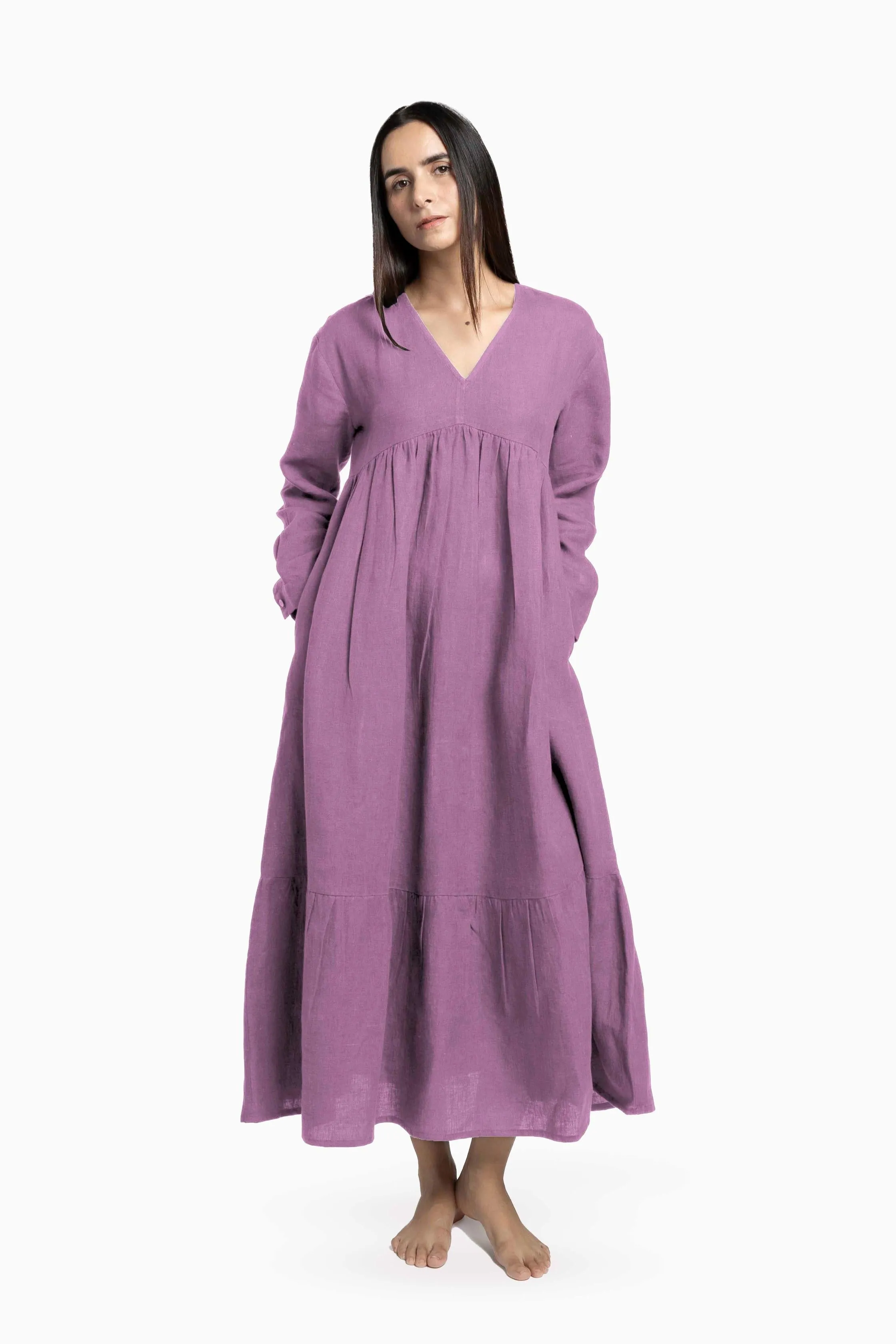 Linen Harbor Maxi Dress-Misty Lilac