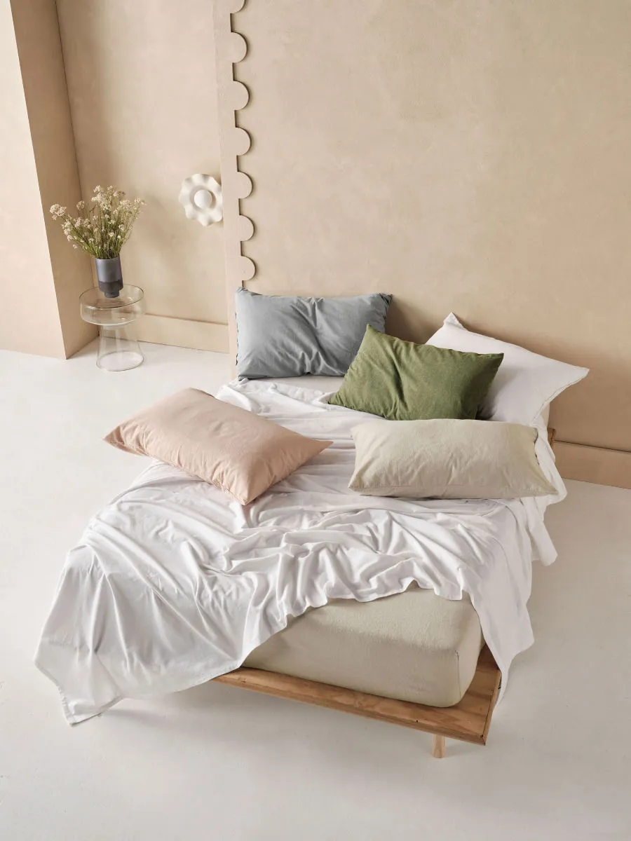 LINEN HOUSE FLANNELETTE WHITE PLAIN-DYED SHEET SET