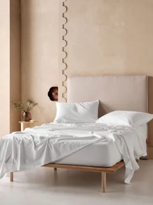 LINEN HOUSE FLANNELETTE WHITE PLAIN-DYED SHEET SET
