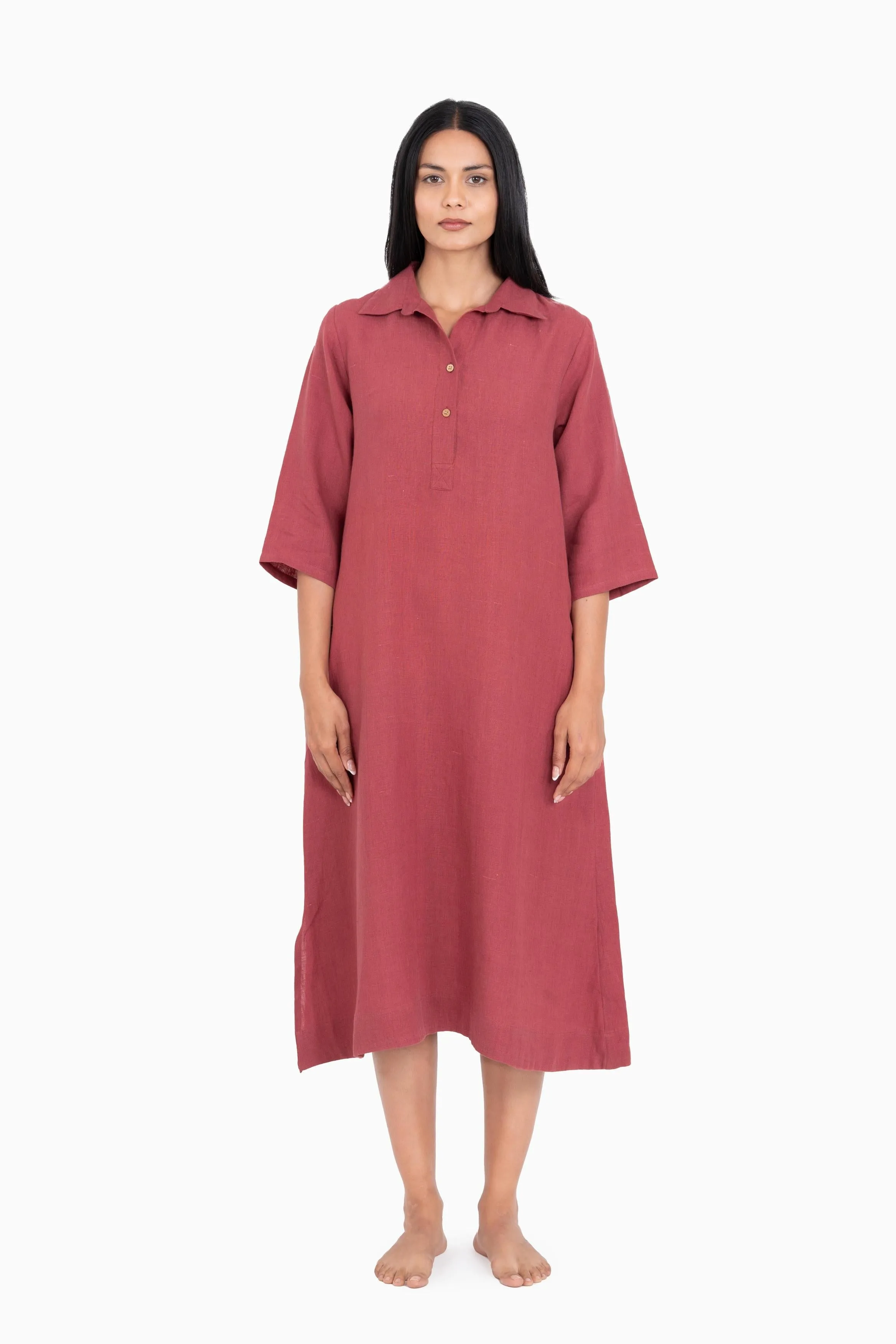 Linen Kira Shirt Dress-Misty Lilac
