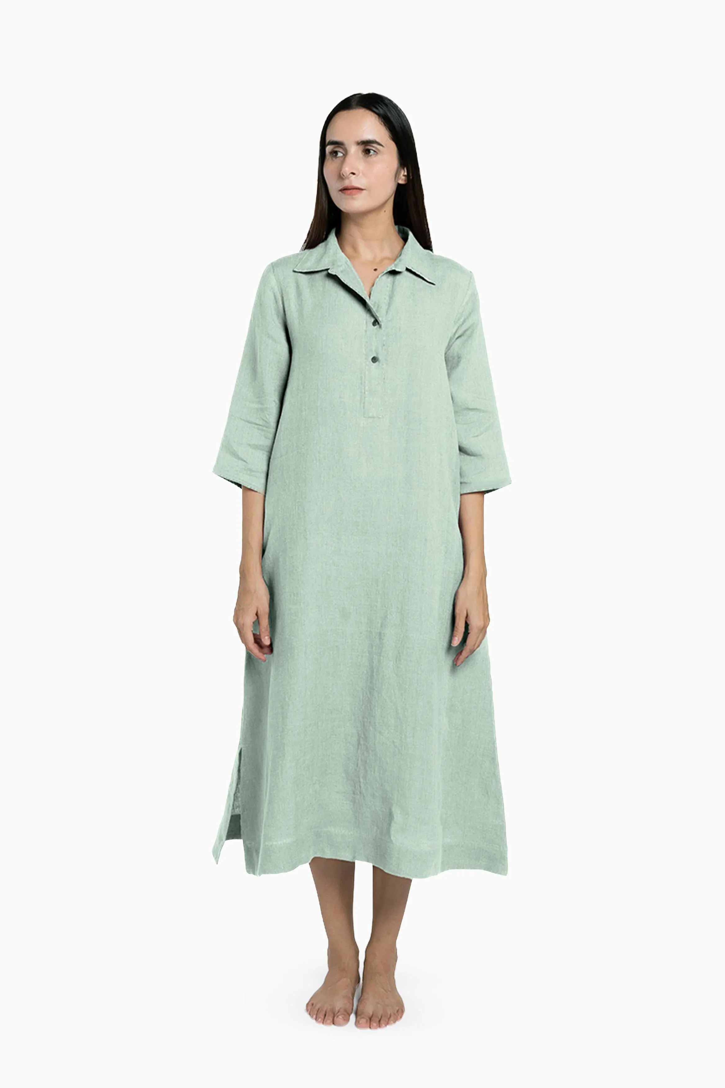 Linen Kira Shirt Dress-Misty Lilac