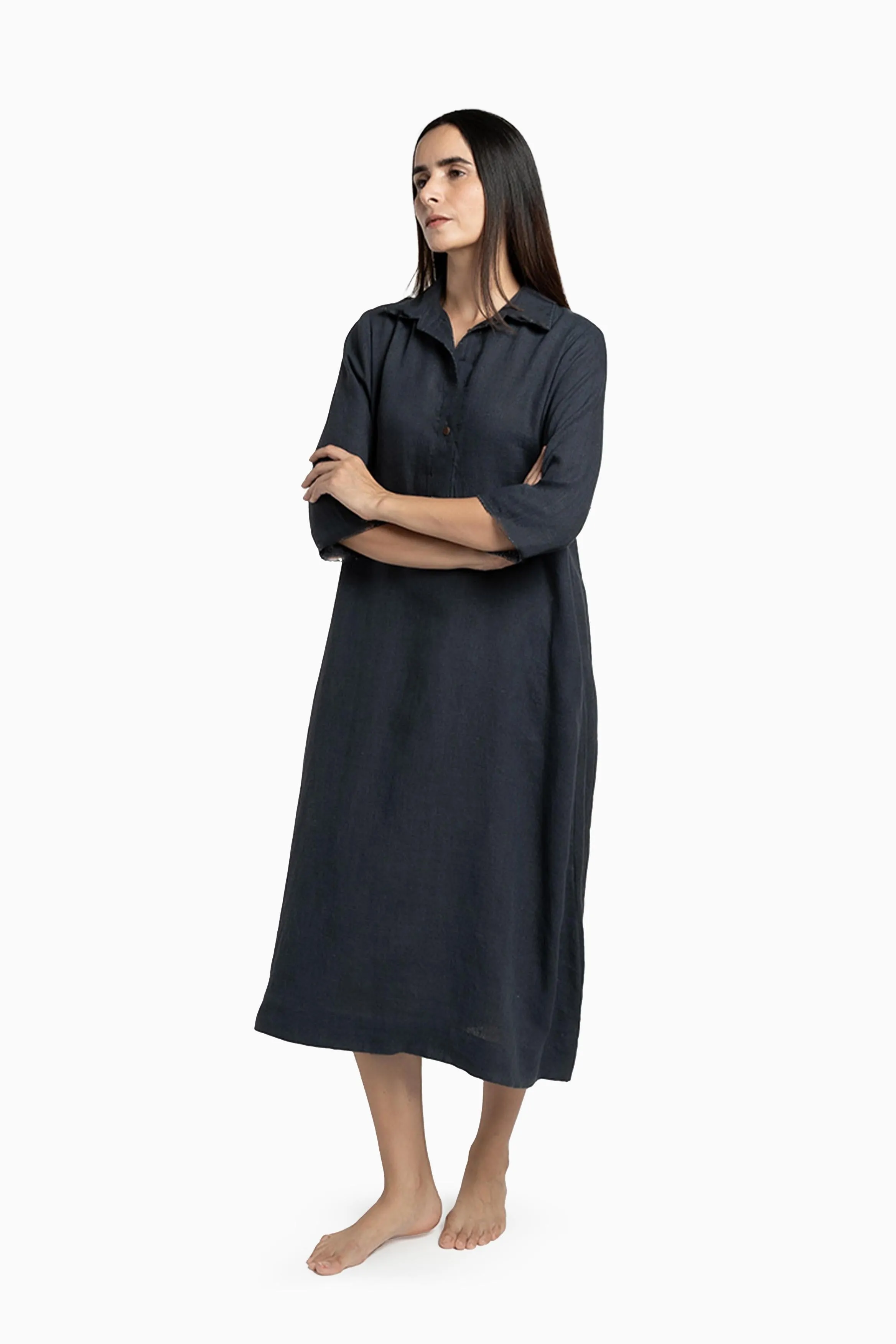 Linen Kira Shirt Dress-Misty Lilac
