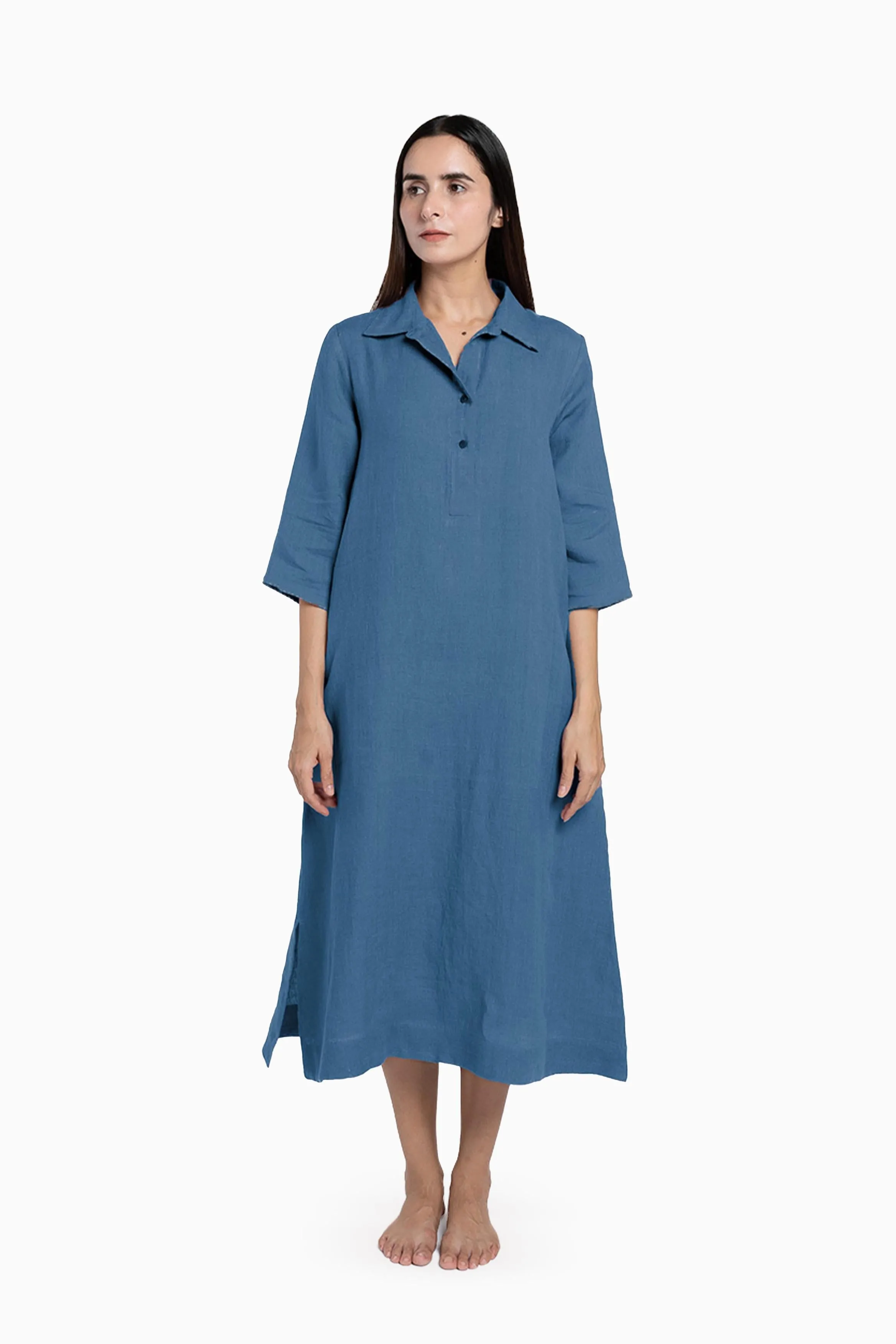Linen Kira Shirt Dress-Misty Lilac