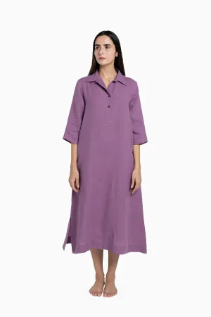 Linen Kira Shirt Dress-Misty Lilac