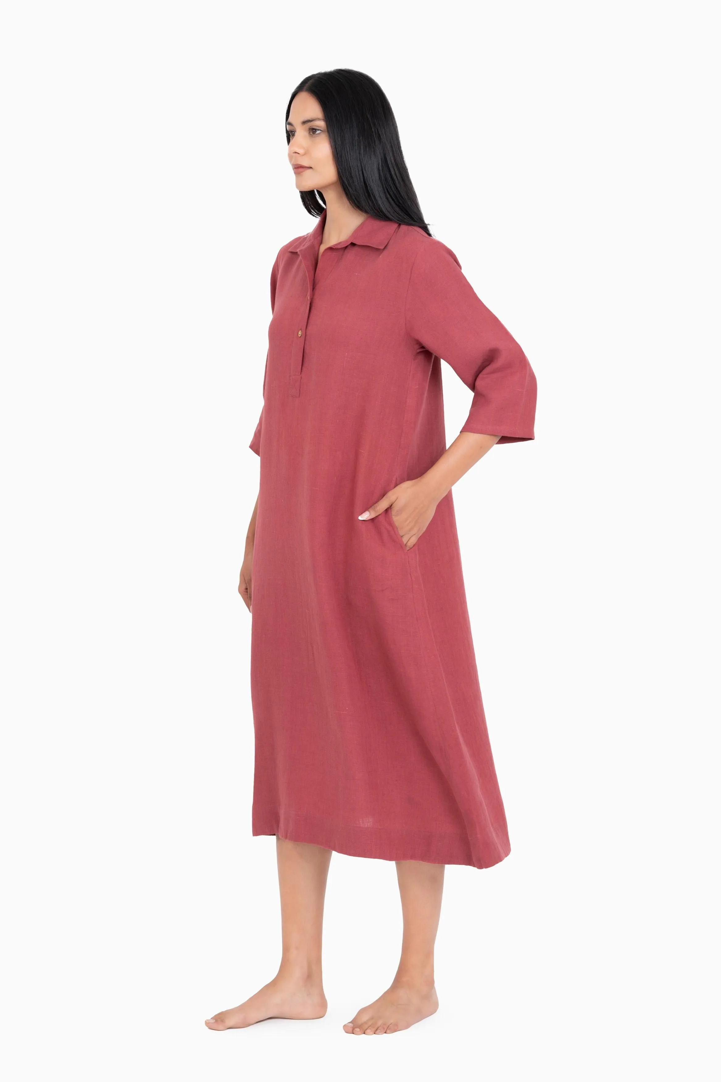 Linen Kira Shirt Dress-Misty Lilac