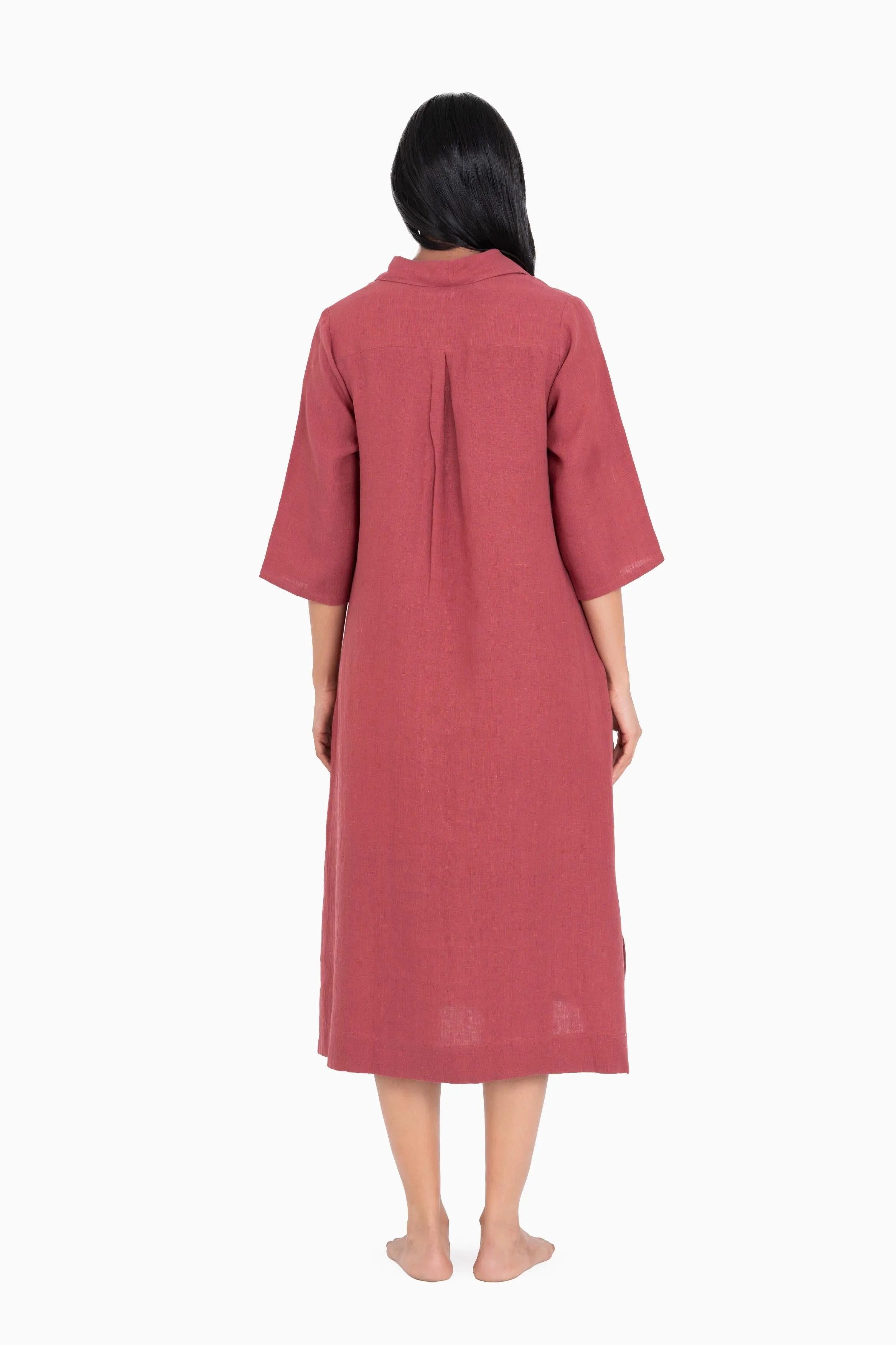 Linen Kira Shirt Dress-Misty Lilac