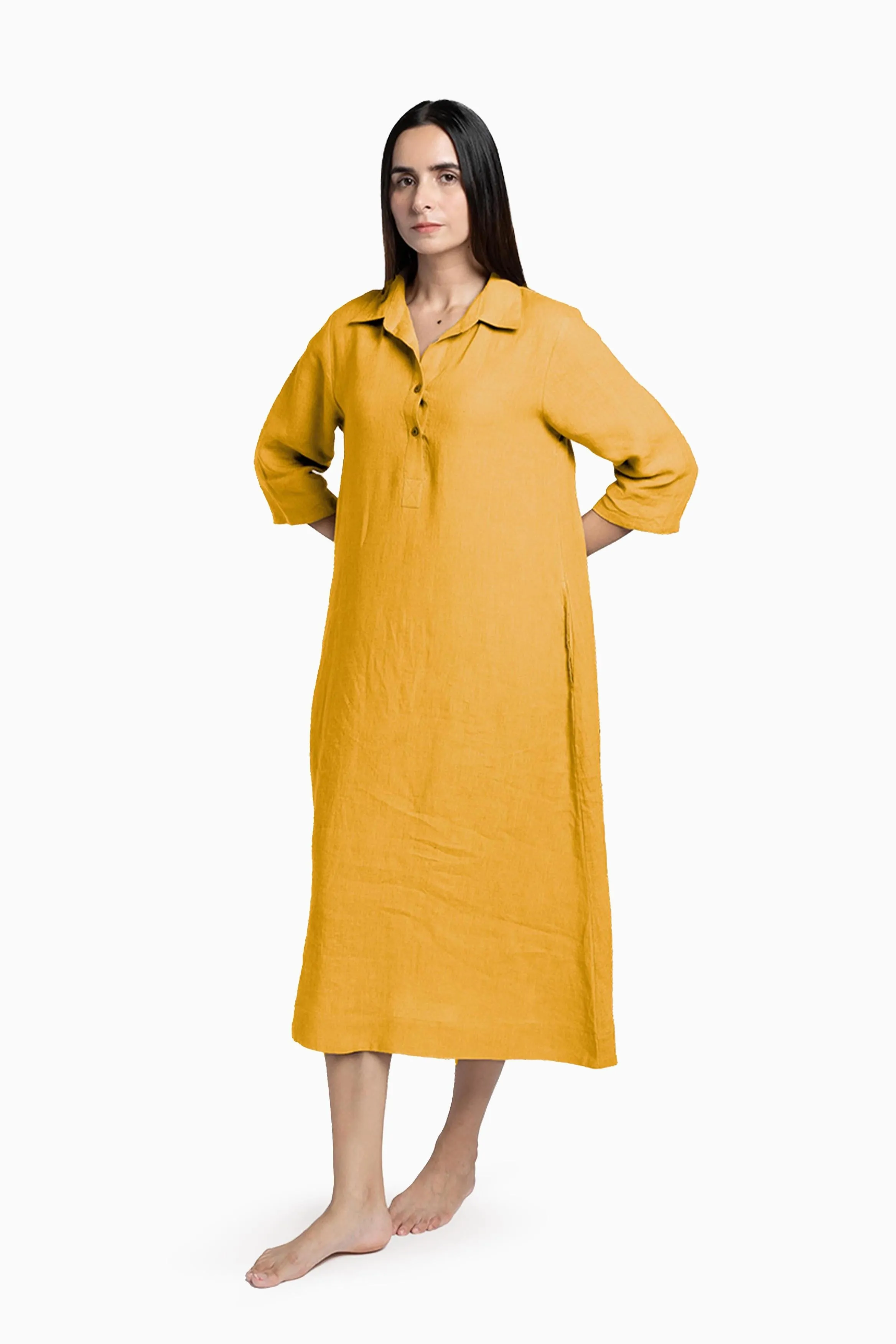 Linen Kira Shirt Dress-Misty Lilac
