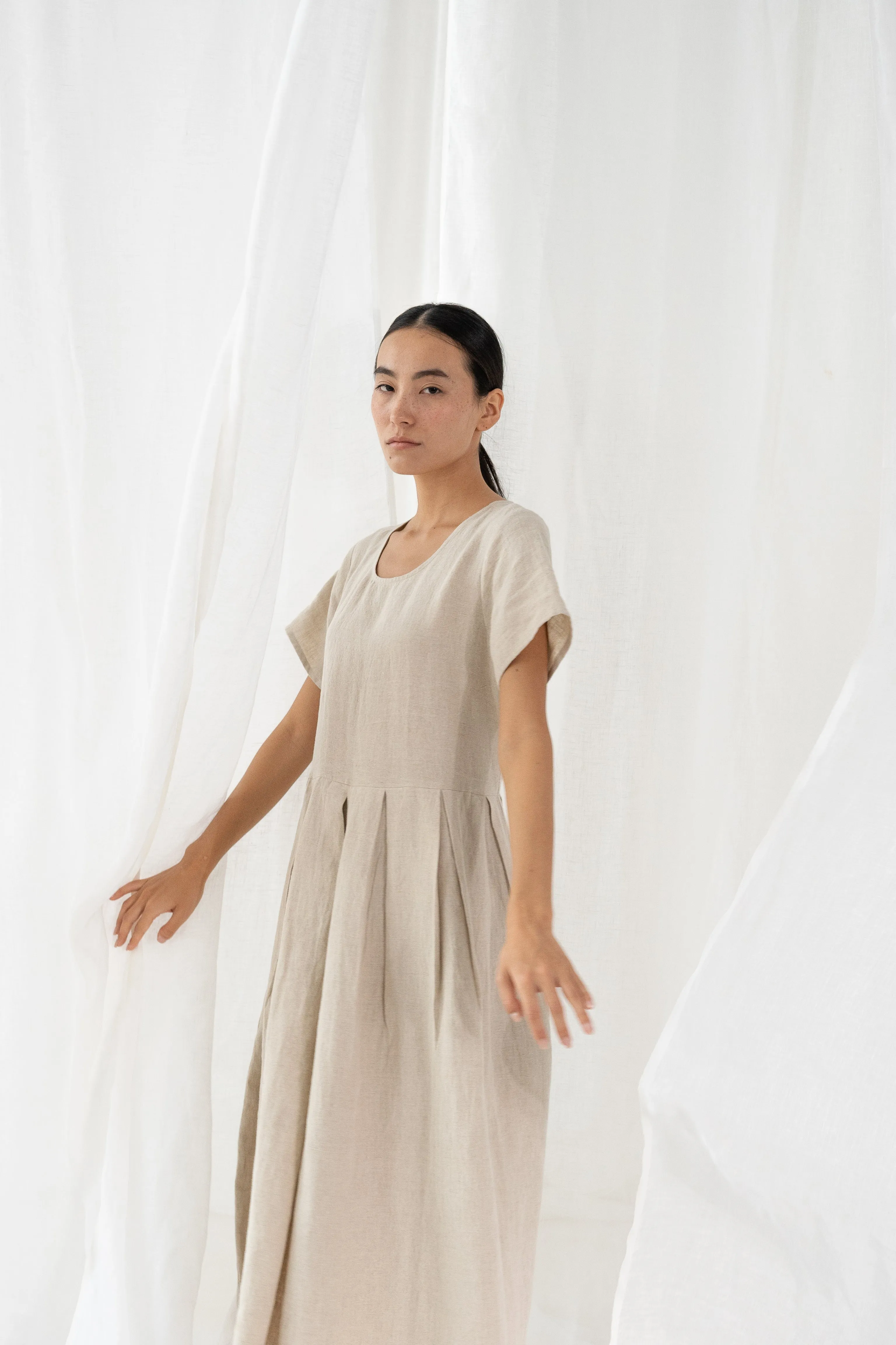 Linen Selah Dress-Muted Mocha